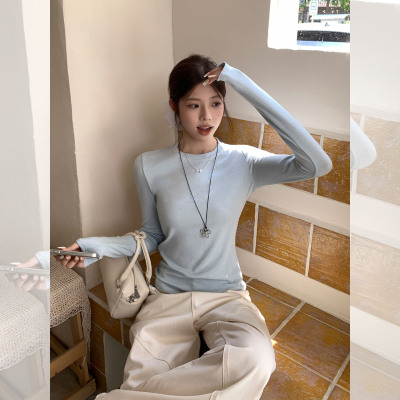德绒圆领拼接正肩基础款肌底衣女