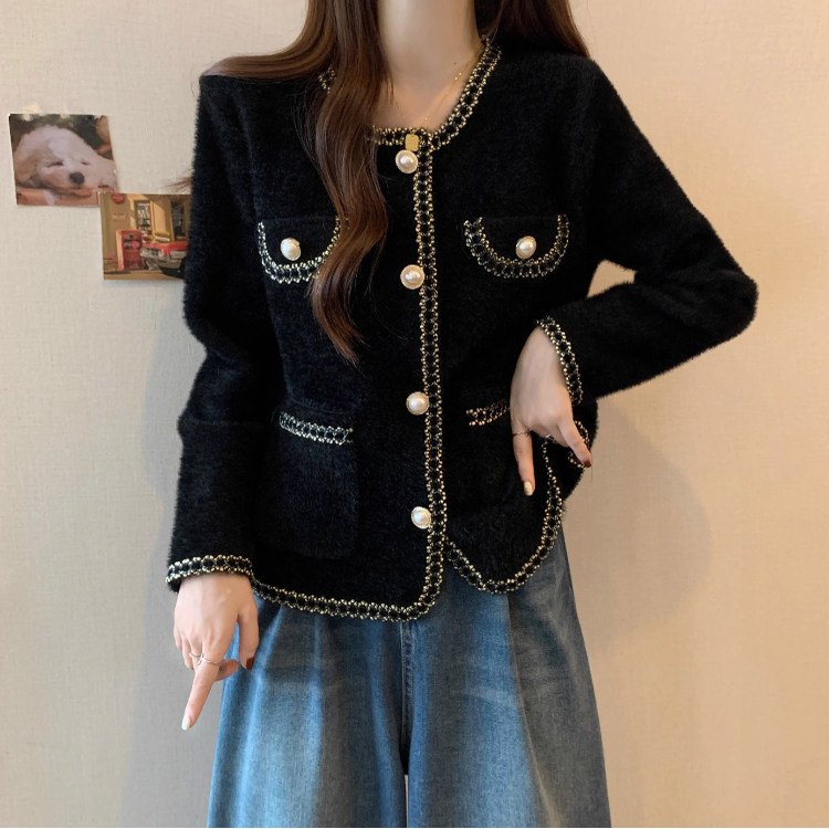 小香风高级感短款外套女2025秋冬新款漂亮显瘦设计感针织开衫上衣,女装/女士精品,短外套,淘宝优惠券,粉丝福利购,淘宝优惠卷