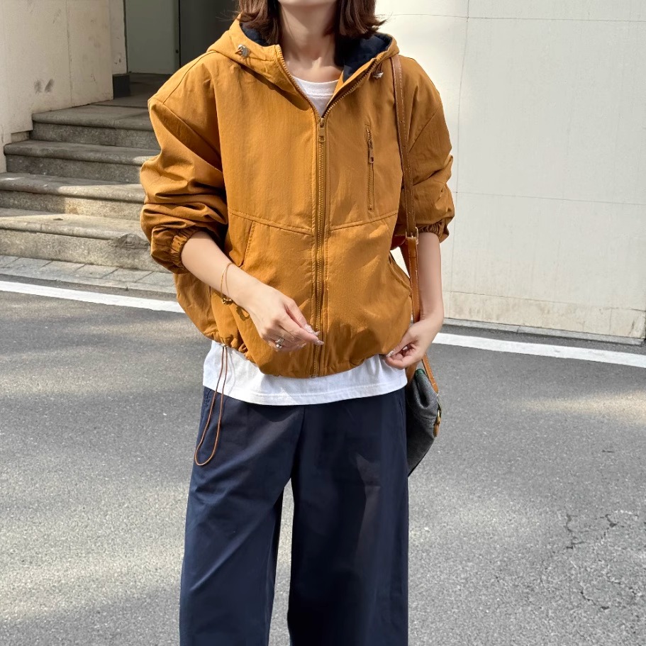 韩系连帽夹棉短款外套女加厚棉服