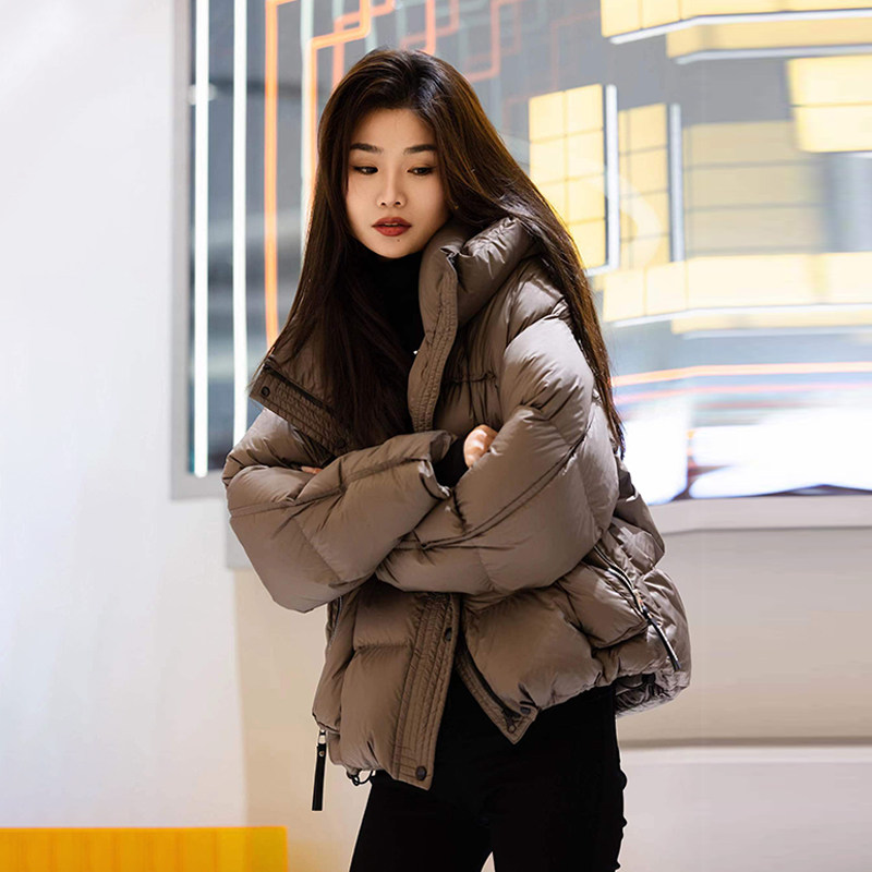 韩版连帽保暖羽绒服面包服女宽松小个子撞色洋气加厚气质显瘦棉服
