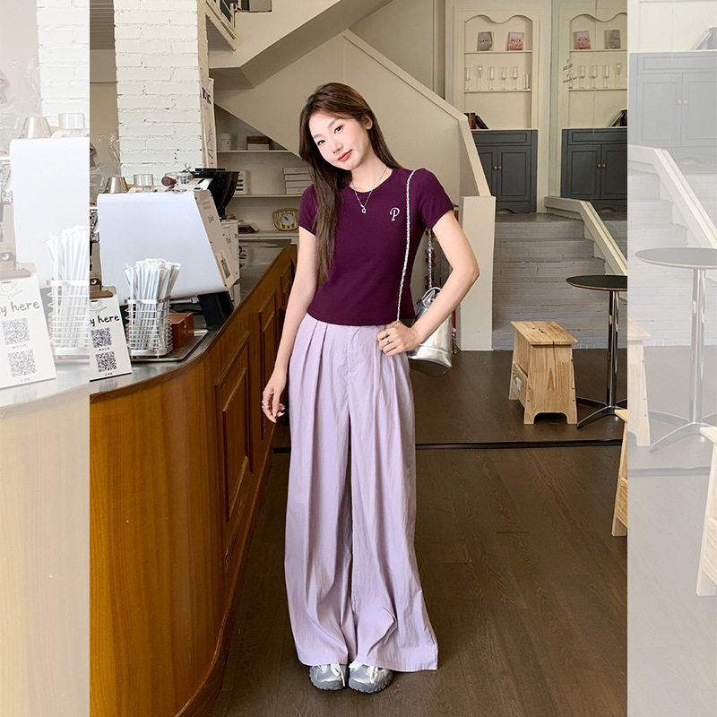 冰丝高腰垂感阔腿裤拖地裤女纯色宽松夏季胖mm小个子休闲直筒长裤,女装/女士精品,休闲裤,淘宝优惠券,粉丝福利购,淘宝优惠卷
