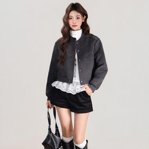 秋冬新款复古棒球服加厚短外套女