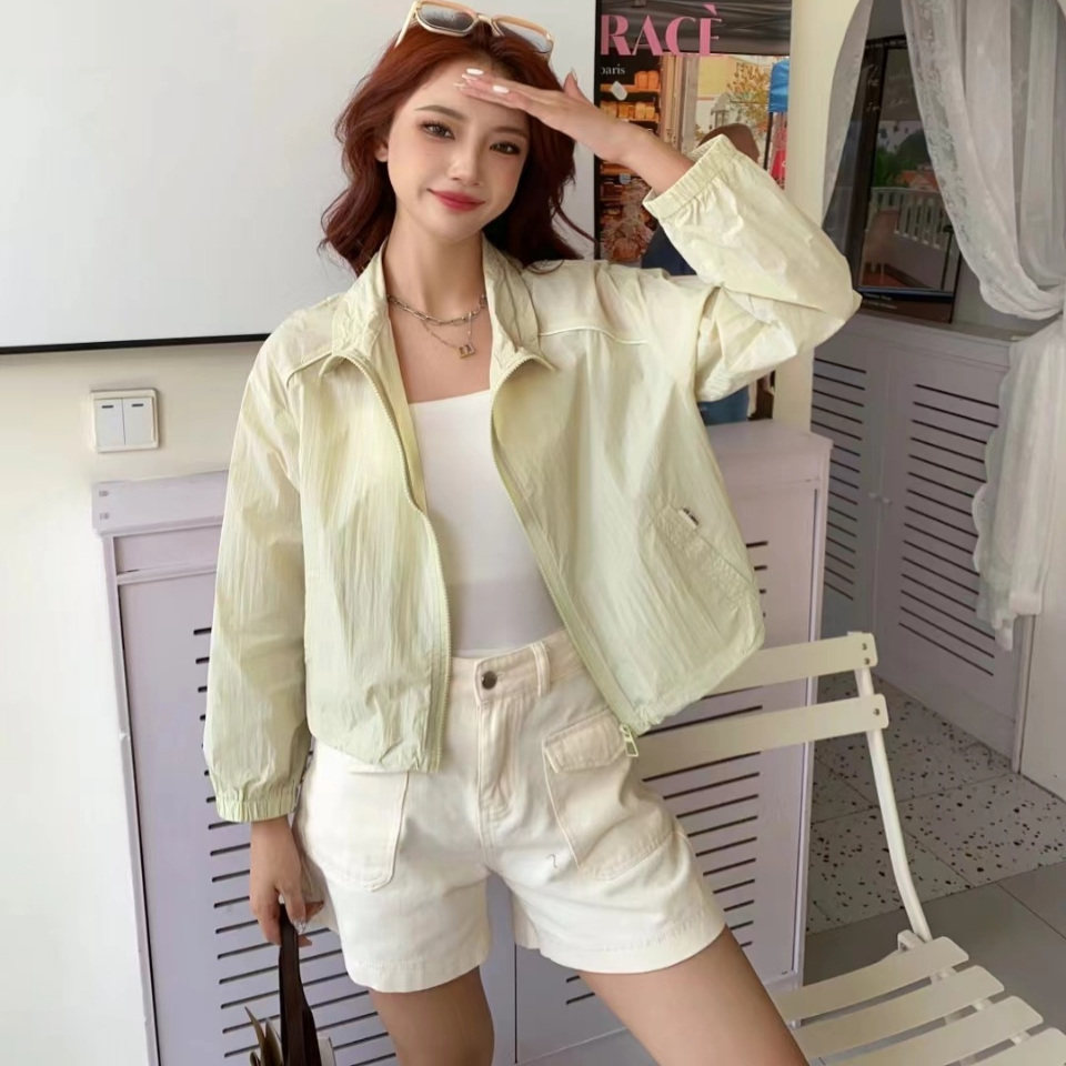 立领设计感时尚短款防晒衣外套女宽松休闲户外防紫外线透气防晒服