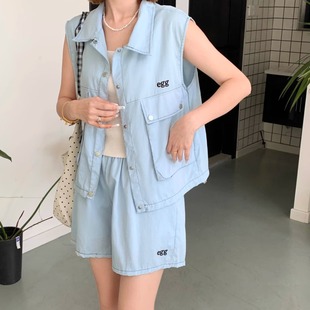 时尚 套装 设计感减龄百搭两件套 巨好看夏天防晒短外套短裤 2026新款