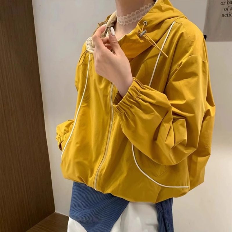 设计感蕾丝连帽防晒短款外套女2025春秋新款小个子宽松百搭上衣薄,女装/女士精品,短外套,淘宝优惠券,粉丝福利购,淘宝优惠卷