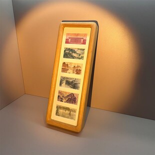 新年礼物实木榫卯相框摆台增运多金六连框人民币装饰画送朋友闺蜜