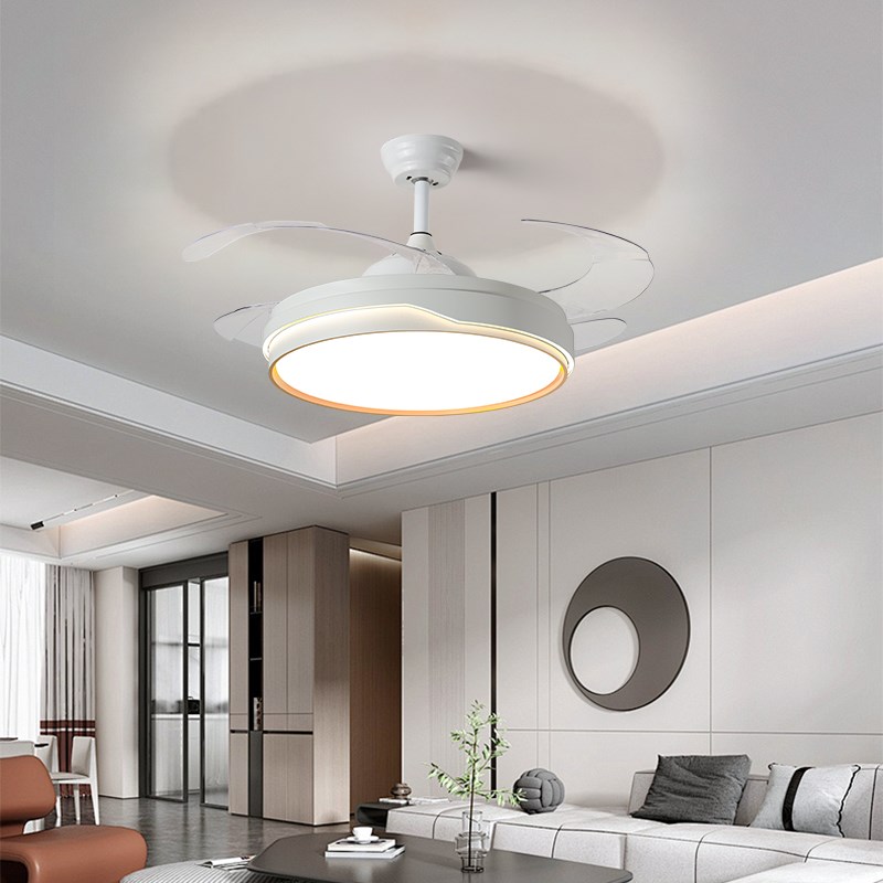现代简约隐形风扇灯大风力吊扇灯卧室客厅餐厅电风扇吊灯家用变频