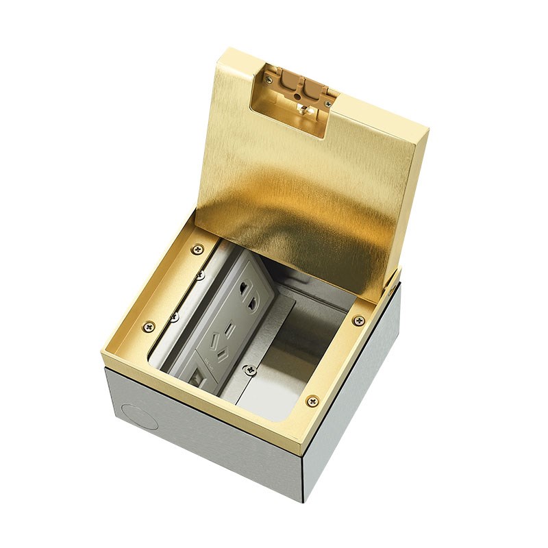 130型嵌入隐藏式地插座全铜面板纯平大理石五N孔地板插网络音频us