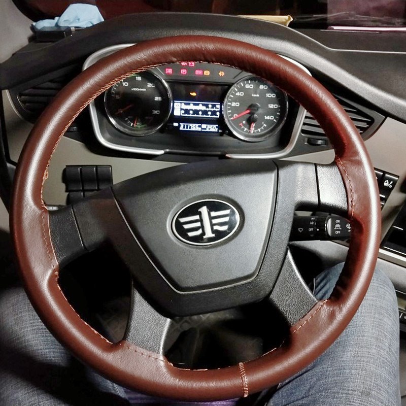 适用于乘龙H7真皮手缝方向盘套真皮防滑H5 M5 M3T霸龙货车把套四