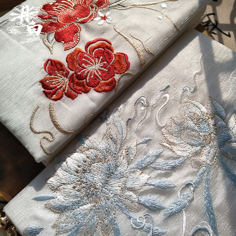 月白 花语 g国风刺绣手工布艺书衣手帐本手账本A5日记本笔记本书