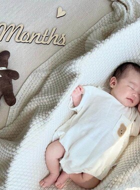 韩版木质百天满月生日布置装饰宝宝拍照道具小清新成长1months