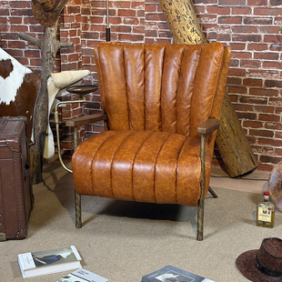 酒吧会所沙发椅中古风实心锻打铁雪茄椅美式复古高端雪茄吧休闲椅