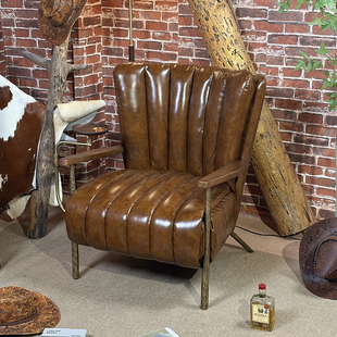 美式复古高端雪茄吧休闲椅中古风实心锻打铁雪茄椅酒吧会所沙发椅