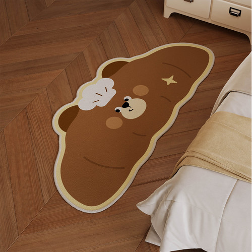 韩式卡通面包小熊卧室床边毯地毯
