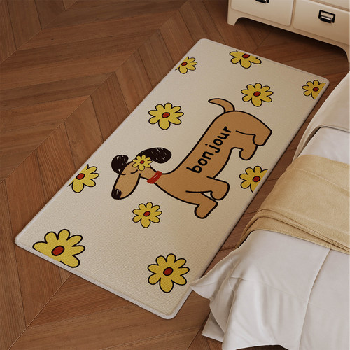 卡通花花小狗卧室床边毯客厅地毯