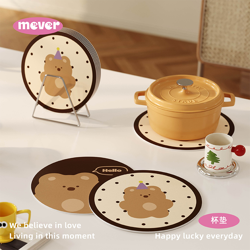 韩式卡通家用吸水杯垫隔热餐垫