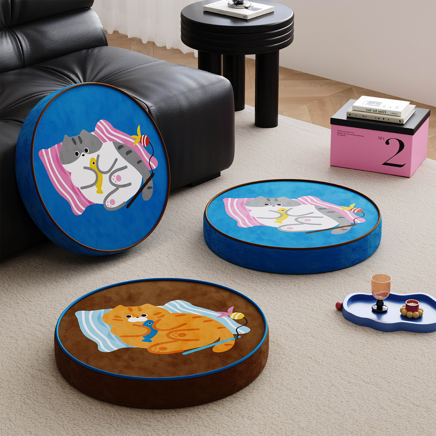 复古卡通胖橘猫猫蒲团客厅地上看书坐垫懒人阳台榻榻米坐墩厚椅垫,居家布艺,蒲团,淘宝优惠券,粉丝福利购,淘宝优惠卷