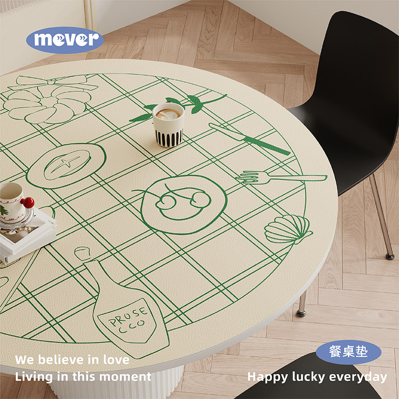 美式复古圆桌桌垫皮革圆形餐桌垫防水防油免洗PVC家用茶几台桌布,居家布艺,桌布,淘宝优惠券,粉丝福利购,淘宝优惠卷