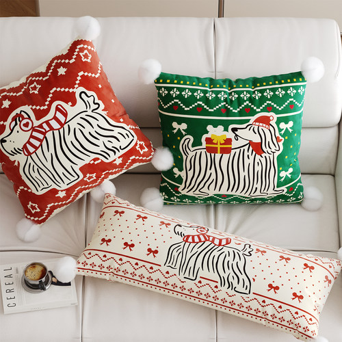 圣诞费尔岛喜庆抱枕套沙发大靠枕