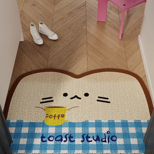 卡通格子吐司入户门地垫丝圈防滑