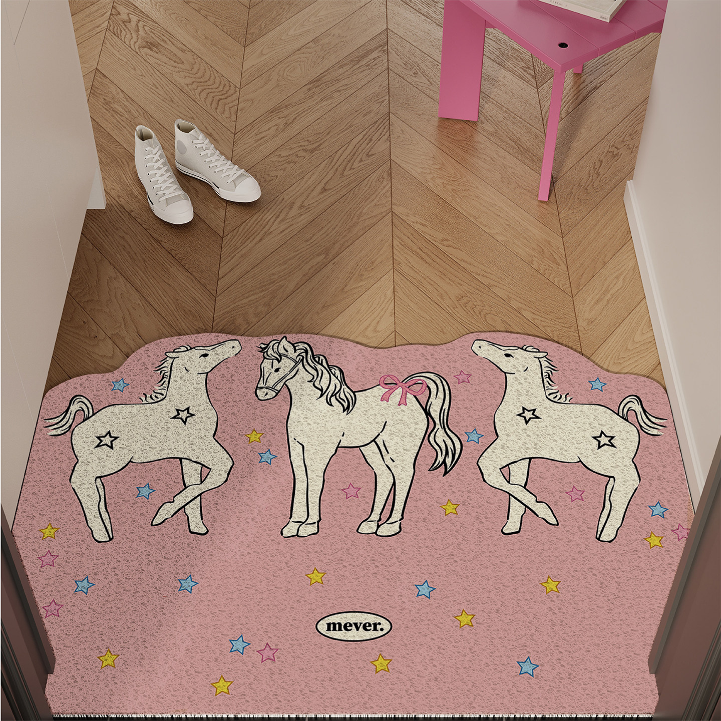 韩系公主风卡通小马入户地垫丝圈防滑耐脏脚垫玄关门口地毯可裁剪,居家布艺,入户地垫,淘宝优惠券,粉丝福利购,淘宝优惠卷