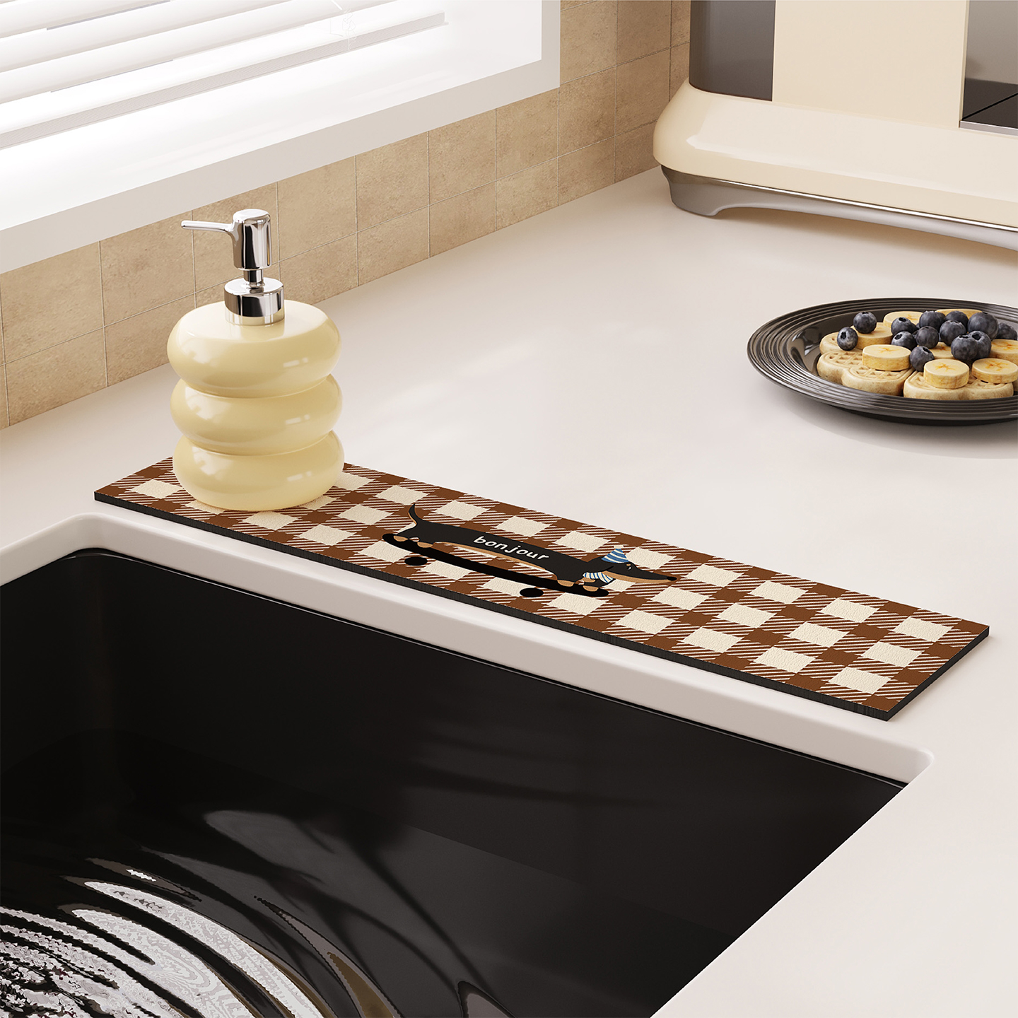 中古风滑板小狗水龙头窄边吸水垫