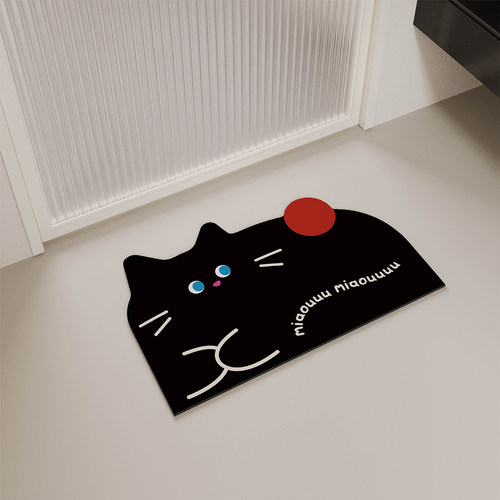 韩式卡通黑猫浴室地垫吸水防滑垫
