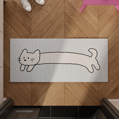 ins风长条小猫入户丝圈防滑地垫