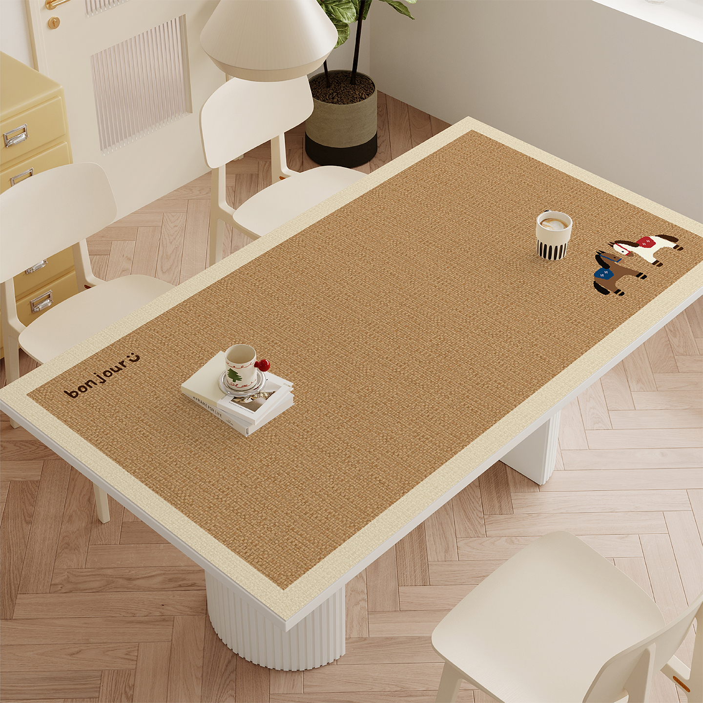 简约ins卡通皮革餐桌垫防水防油