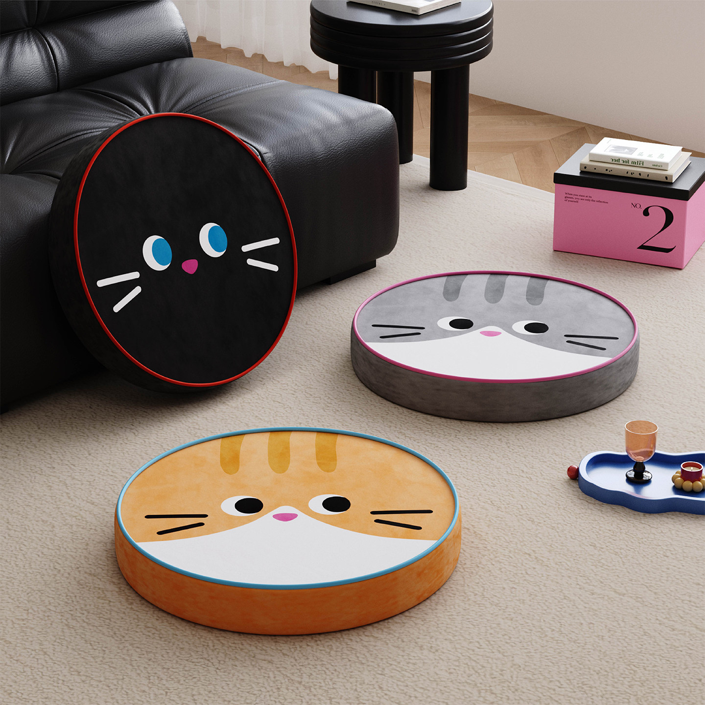 韩系卡通可爱猫咪蒲团客厅地上看书坐垫懒人阳台榻榻米坐墩厚椅垫,居家布艺,蒲团,淘宝优惠券,粉丝福利购,淘宝优惠卷