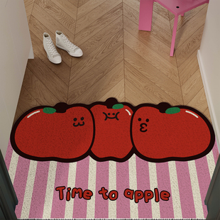 多巴胺苹果入户地垫丝圈防滑耐脏脚垫进门玄关门口除尘地毯可裁剪