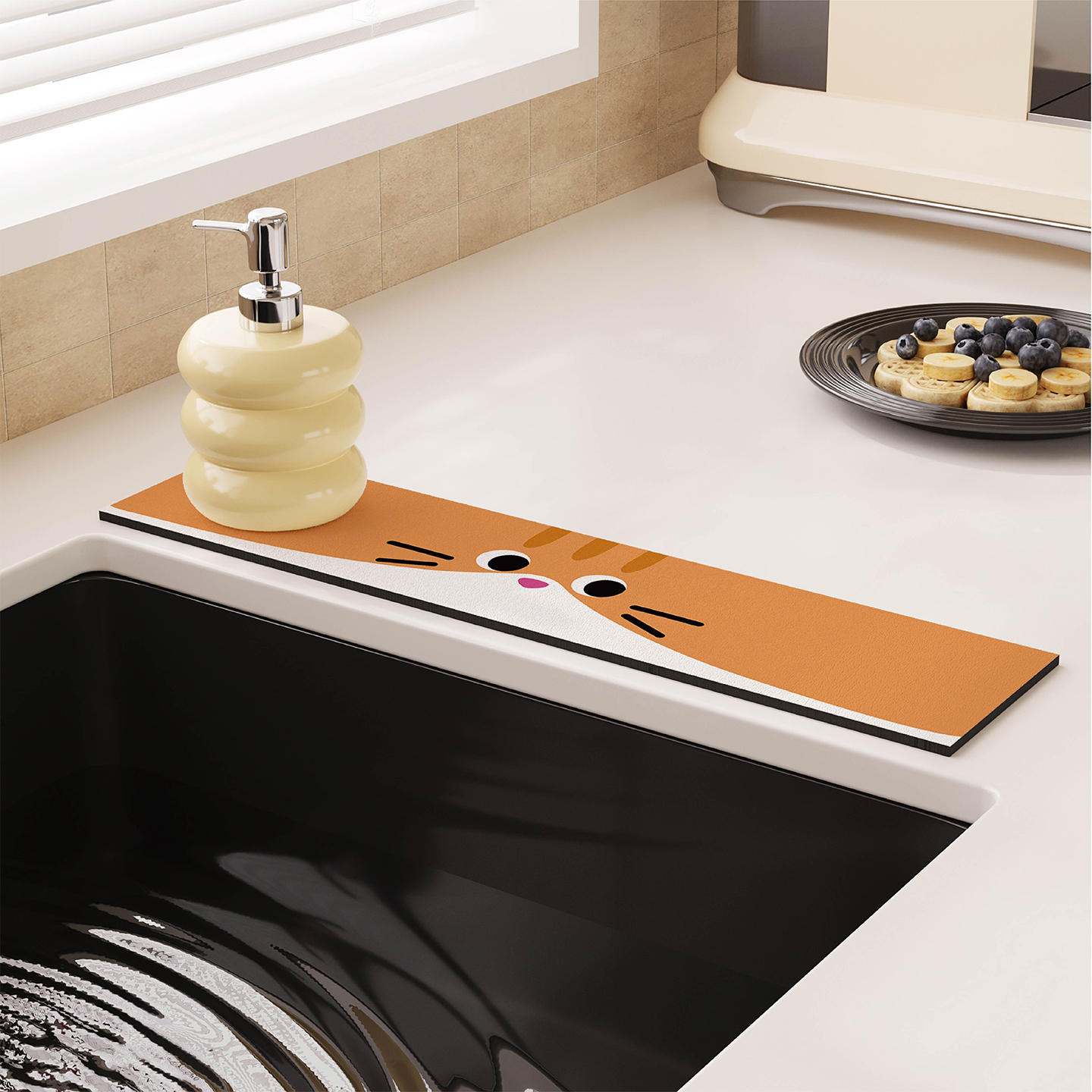 卡通可爱风橘猫水龙头厨房吸水垫