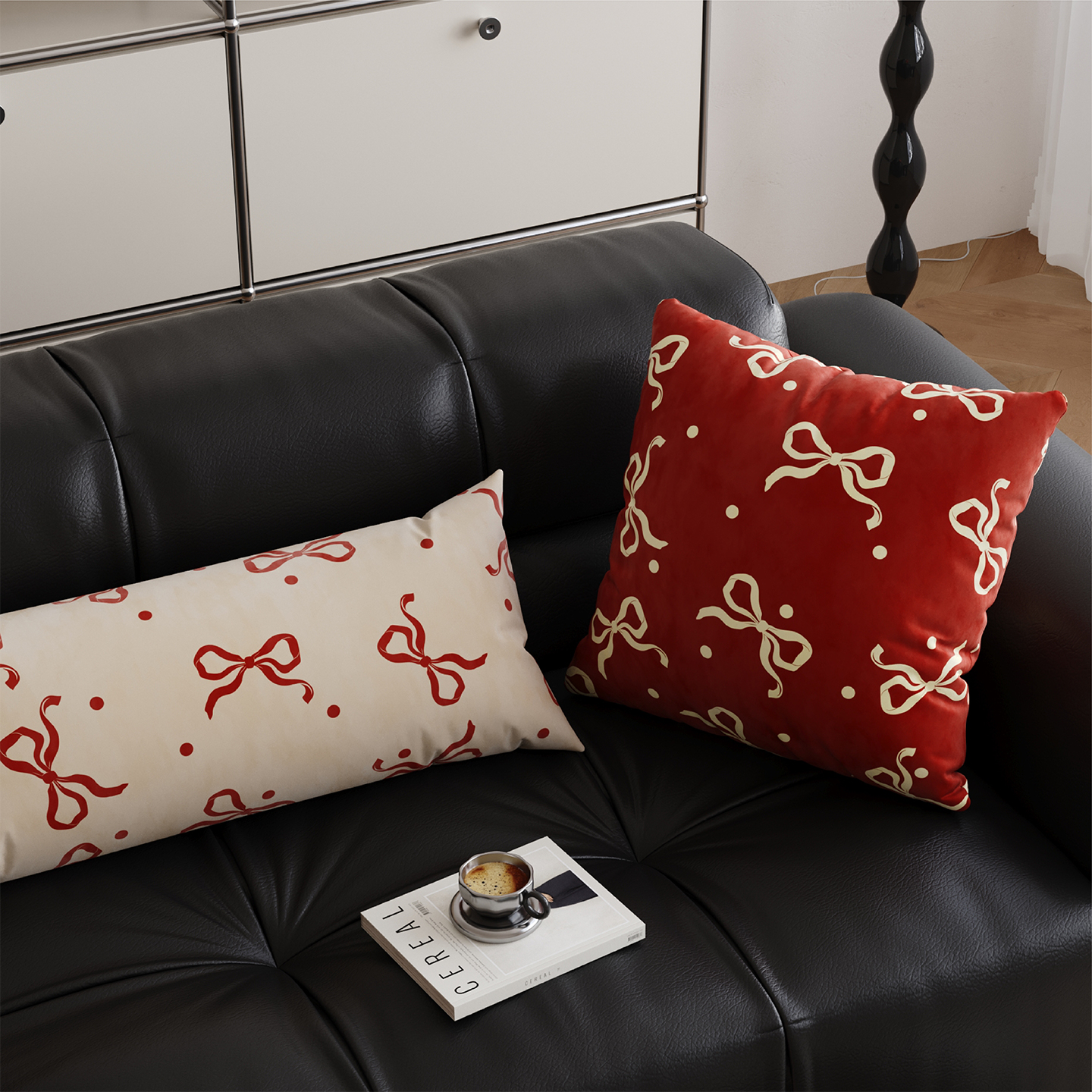 圣诞红色蝴蝶结抱枕套客厅大靠枕