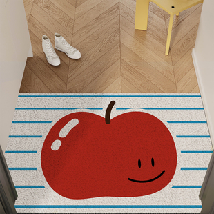 韩系可爱苹果入户地垫丝圈防滑耐脏脚垫子进门玄关门口地毯可裁剪