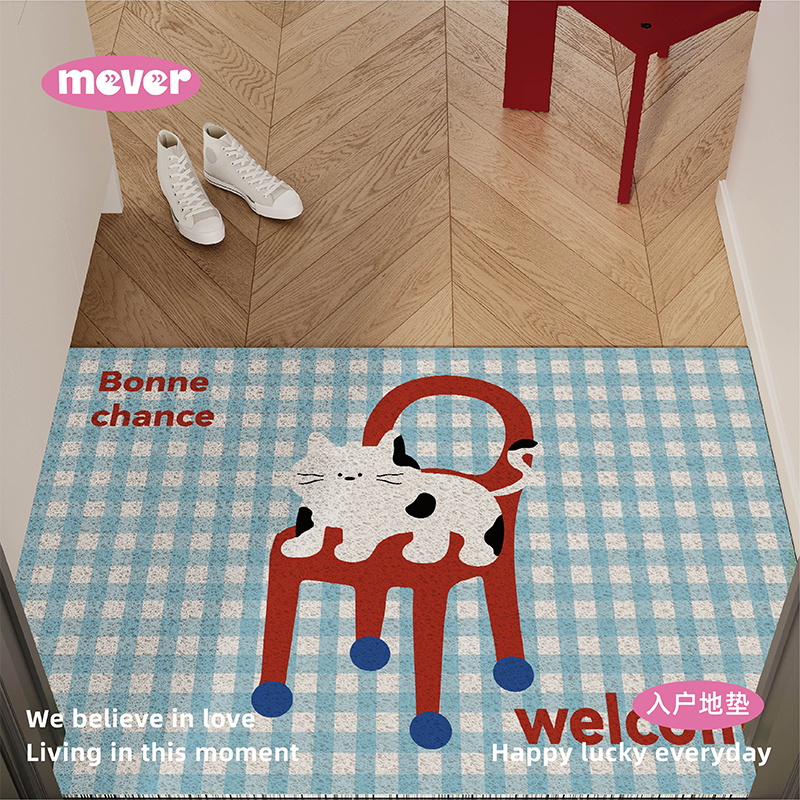 韩式可爱猫猫入户地垫丝圈防滑耐脏脚垫子进门玄关门口地毯可裁剪