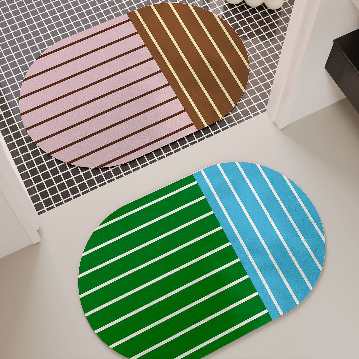 现代简约风撞色浴室地垫吸水速干