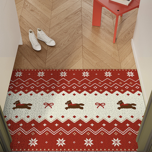 费尔岛圣诞新年入户地垫丝圈防滑耐脏脚垫进门玄关门口地毯可裁剪
