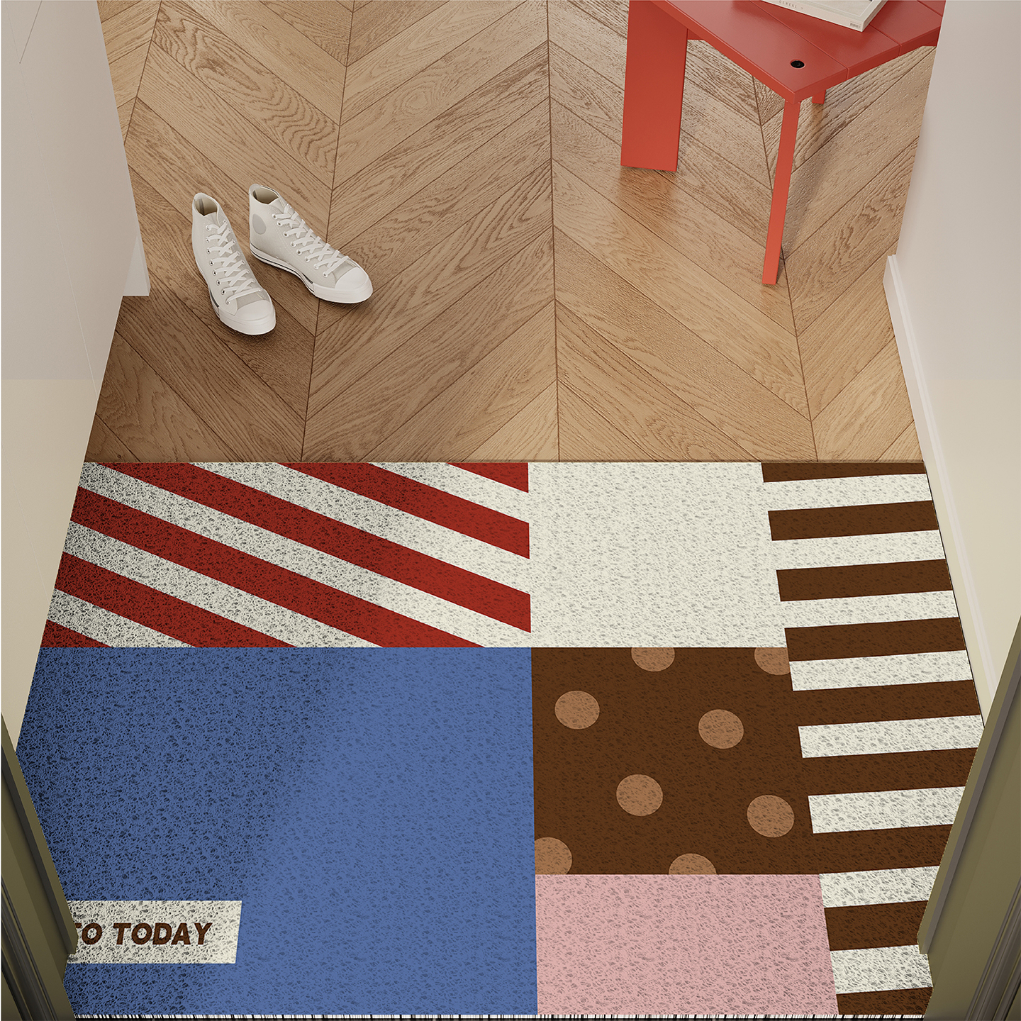 孟菲斯拼布入户地垫丝圈防滑耐脏