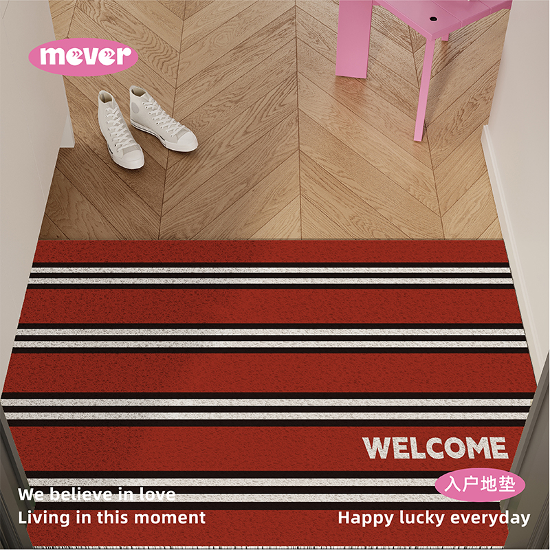 高级感条纹简约入户地垫门口地毯