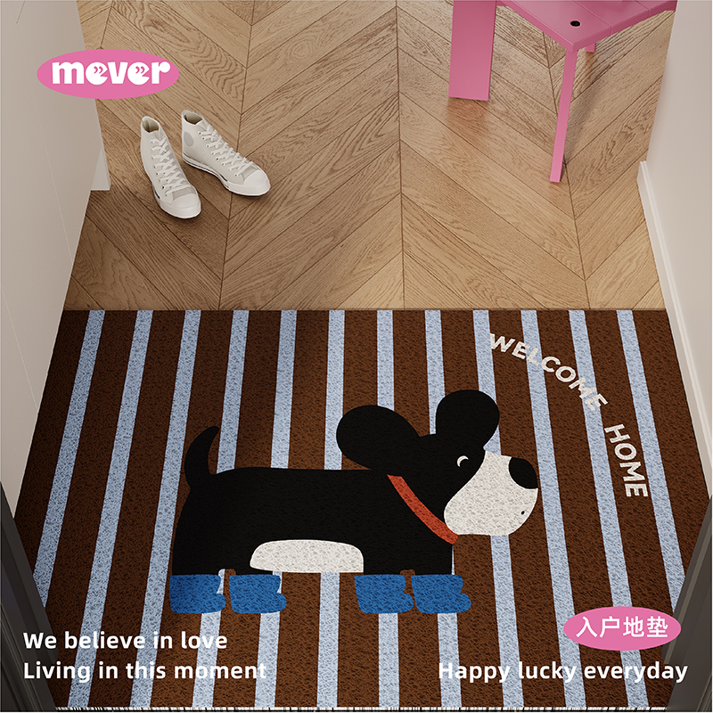 美拉德中古风小狗入户地垫丝圈防滑脚垫地毯进门垫玄关大门口门外