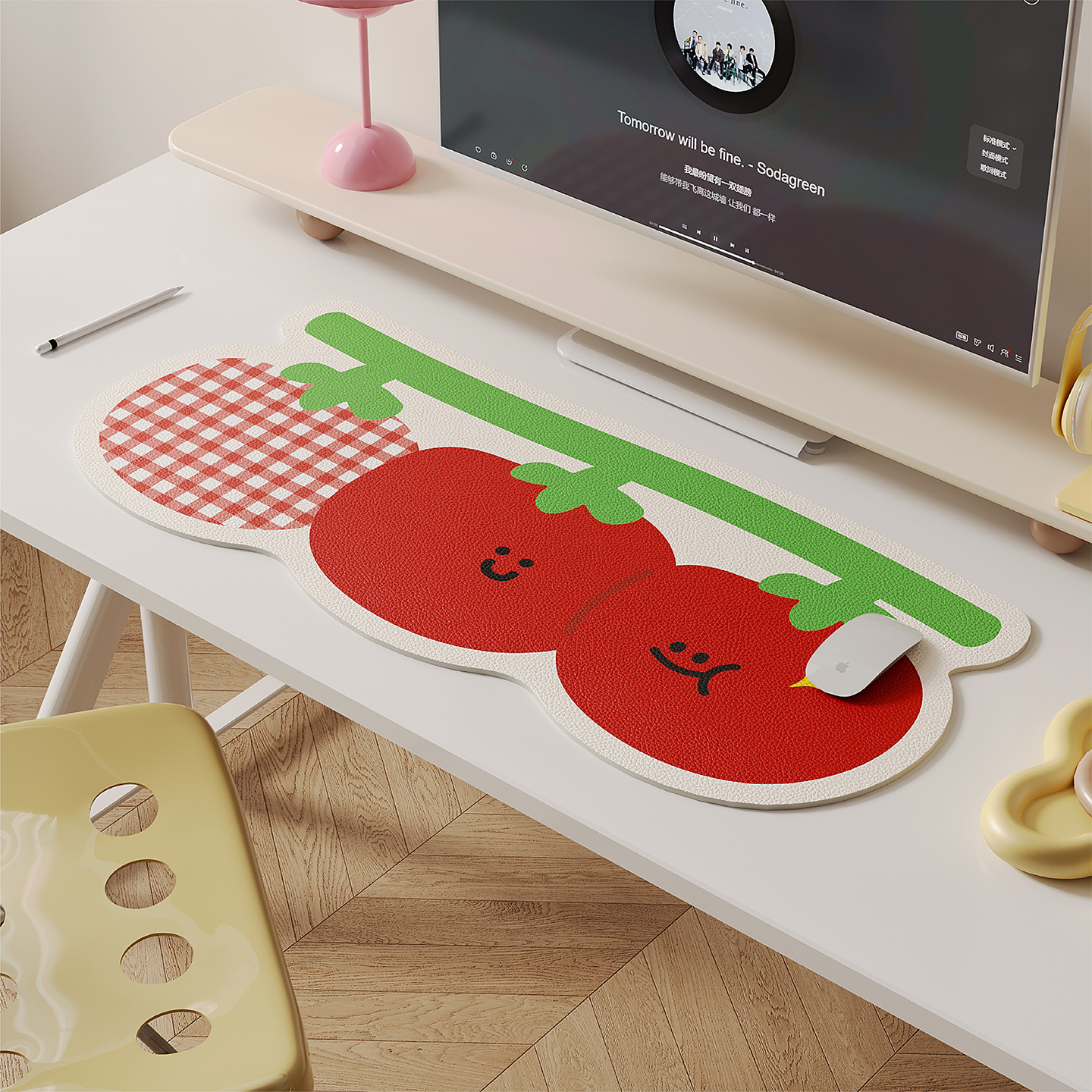 可爱卡通番茄超大鼠标垫防水防油