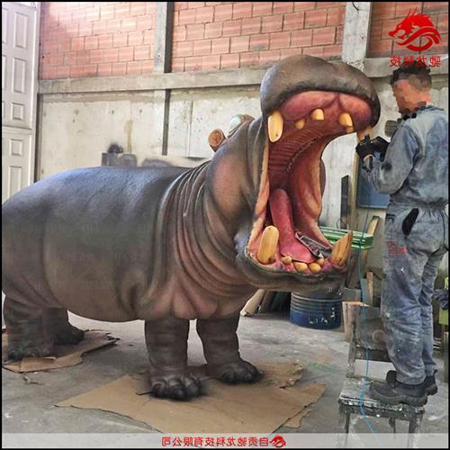大型仿真河马雕塑电动机械仿生软体犀牛模型动态机模装置定制公司