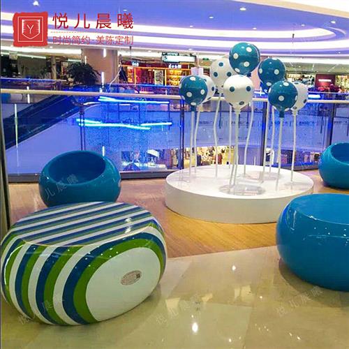 新品热卖创意玻璃钢休闲椅糖果色座椅商场购物休息椅厂家直销