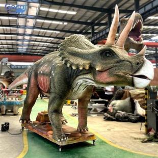 白垩纪三角龙硅胶软皮仿真模型户外景观园林大型动态恐龙制造厂家