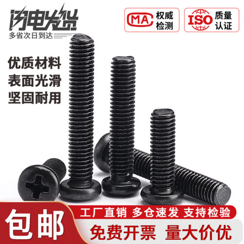 黑色不锈钢平头螺丝十字沉头小螺丝钉螺钉机牙大全M2M2.5M3M4M5M6