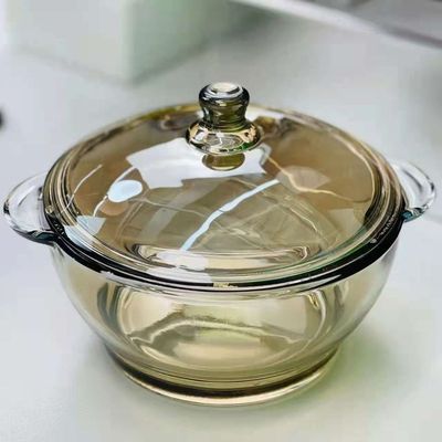 食品级泡面碗带盖双耳碗高颜值网红玻璃碗玻璃碗带盖耐热家用茶色