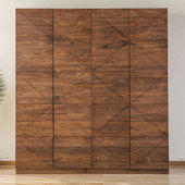 北欧全实木衣柜黑胡桃木卧室衣橱四门平开衣帽储物柜家居大容量