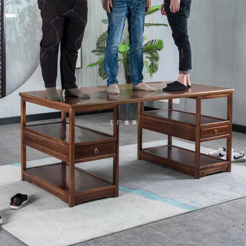 ?中式书法桌实木画案书画桌南榆木书桌仿古国学桌写字台原木办