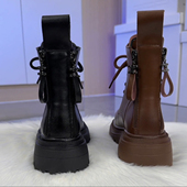 厚底马丁靴女款 百搭休闲双拉链短靴子 英伦风时尚 2025新款 春秋单款