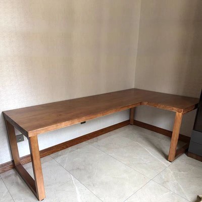 实木L型转角家用写字桌拐角书桌小户型办L公工作台电竞桌尺寸定制